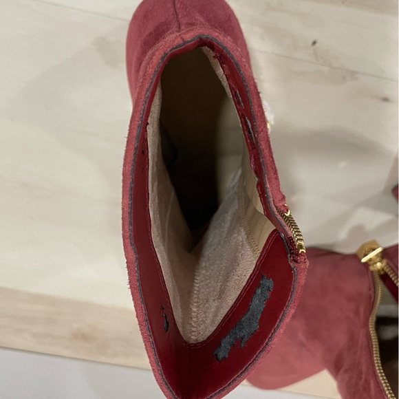 MICHAEL Michael Kors Size 9 Frenchie Platform Booties *Flaw* Burgundy Suede - Picture 11 of 15